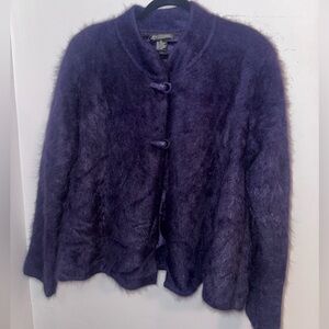 Vintage Venesha Angora Cardigan jacket – Purple High Quality Angora Wool Sweater